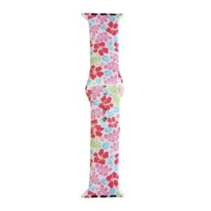 PULSEIRA NEW SCIENCE APPLE WATCH 38MM/40MM BRANCO HIBISCUS SILICONE