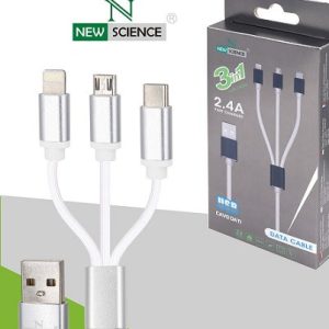 CABO USB COM SAÍDA MULTIPLAS NEW SCIENCE REF: 5827 BRANCO 3 EM 1 TIPO-C, MICRO U