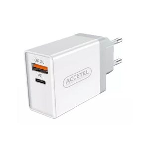 ADAPTADOR USB ACCETEL AC610W - 24 WATS USB E TIPO-C BRANCO