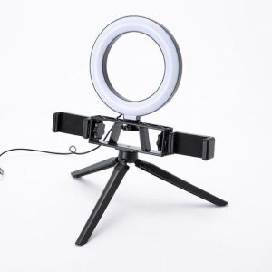 RING LIGHT NEW SCIENCE L12 PRETO COM TRIPOD STAND E DUPLO MOBILE SUPORTE