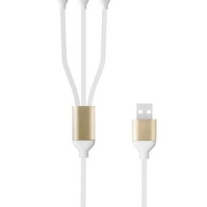 CABO USB COM SAÍDA MULTIPLAS ONE PLUS B5099 BRANCO 2.4A 1.2M 3 IN 1 MICRIO USB,
