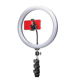 RING LIGHT OEM DX-200 PRETO COM TRIPOD STAND, 8" RING FILL LIGHT, MULTIPLE COLOR