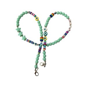 CORDÃO DE TELEMÓVEL OEM 60CM VERDE TURQUESA LOVE