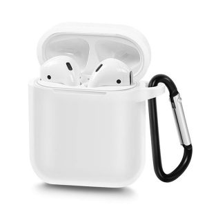 CAPA DE SILICONE PARA CAIXA DE AIRPODS OEM TYPE 1 BRANCO ANTI FALL, USB PORT