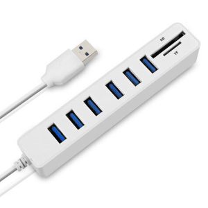 USB 2.0 HUB NEW SCIENCE 6 PORTS HUB BRANCO SD/TF