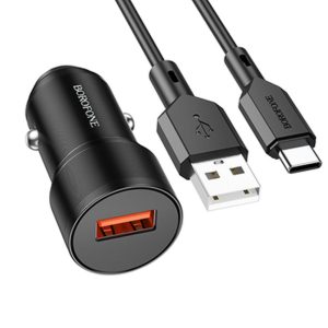 CARREGADOR DE ISQUEIRO BOROFONE BZ19A PRETO USB TO TYPE-C 18W