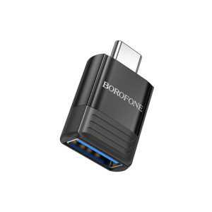 Adaptador Borofone BV18 Preto USB-C Para USB-A 3A 5V