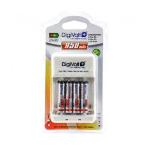 CARREGADOR DE PILHAS DIGIVOLT QC-950 BRANCO 950MAH PARA 4 PILHAS R6 AA/4 PILHAS