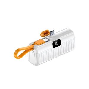 POWER BANK WUW Y134 BRANCO 5000MAH 1 INPUT TYPE-C 2 OUTPUT TYPE-C/LIGHTNING