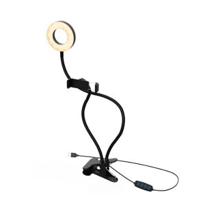 RING LIGHT ONE PLUS NR9102 PRETO 4"-6.5" 10W COM SUPORTE DE TELEMÓVEL