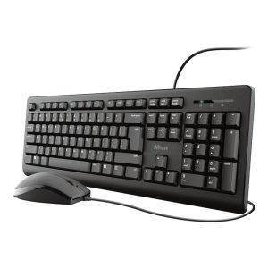 TECLADO COM RATO TRUST TKM-250 1.8M CABLE SPILL RESISTANT PRETO