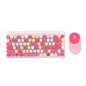 TECLADO COM RATO NEW SCIENCE QW02 ROSA WIRELESS