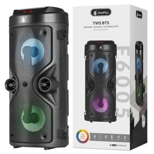 COLUNA SUBWOOFER ONE PLUS F6005 PRETO 10W, BTS 5.0, 1200MAH,RGB LED LIGHT, TWS/U