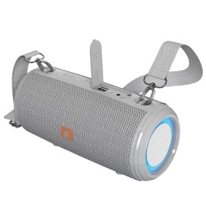 COLUNA BLUETOOTH ONE PLUS NF4077 PRATA 1200MAH WIRELESS COM ALÇA DE OMBRO