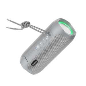 MINI COLUNA BLUETOOTH BOROFONE BR21 CINZA SYMPHONY LED LIGHTS 1200MAH