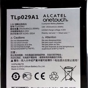 BATERIA ALCATEL ONE POP 3 5.5" OT5025, TLP029A1 2910 MAH / 11.06WH / 3.8 V