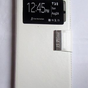 CAPA FLIP COVER COM JANELA SAMSUNG GALAXY J5 PRIME BRANCO