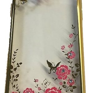 CAPA SILICONE GEL COM DESENHO FLOR APPLE IPHONE X DOURADO