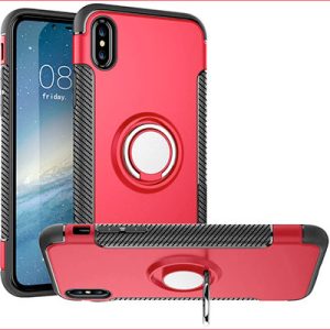 CAPA SILICONE TPU COM ANEL DE DEDO MAGNÉTICO APPLE XR VERMELHO