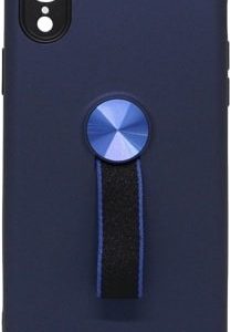 CAPA SILICONE DURA COM SUPORTE DE DEDO APPLE XR AZUL