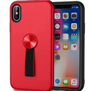 CAPA SILICONE DURA COM SUPORTE DE DEDO APPLE XS MAX VERMELHO