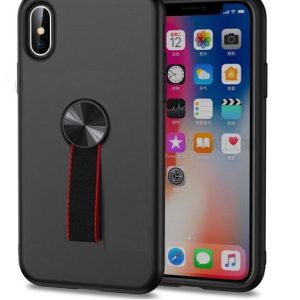 CAPA SILICONE DURA COM SUPORTE DE DEDO APPLE XS MAX PRETO