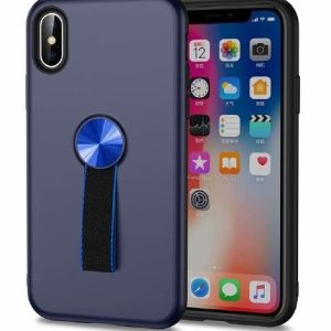 CAPA SILICONE DURA COM SUPORTE DE DEDO APPLE XS MAX AZUL