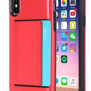 CAPA SILICONE TPU COM SUPORTE DE CARTÃO APPLE IPHONE X / XS VERMELHO