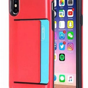 CAPA SILICONE TPU COM SUPORTE DE CARTÃO APPLE XR VERMELHO
