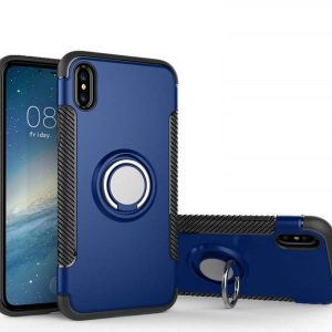 CAPA SILICONE TPU COM ANEL DE DEDO MAGNÉTICO APPLE XS MAX AZUL