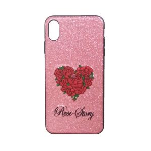 CAPA SILICONE GEL COM DESENHO 3D BORDADO APPLE IPHONE XS MAX (6.5) ROSA HEART