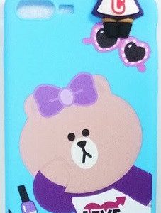 CAPA SILICONE GEL COM DESENHO 3D APPLE IPHONE 7/8 PLUS AZUL URSO