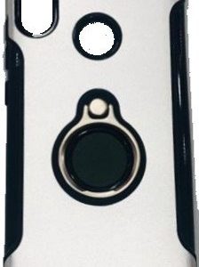 CAPA SILICONE DURA E METAL COM ANEL DE DEDO SAMSUNG GALAXY M20 PRATA