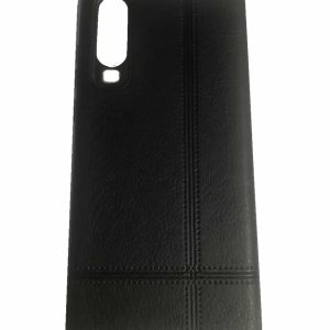 CAPA SILICONE GEL COM PADRÃO COURO HUAWEI P30 PRETO