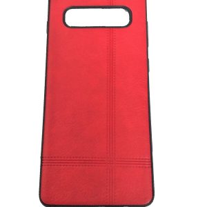 CAPA SILICONE GEL COM PADRÃO COURO SAMSUNG GALAXY S10 PLUS VERMELHO