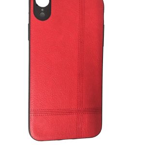CAPA SILICONE GEL COM PADRÃO COURO APPLE IPHONE XR VERMELHO