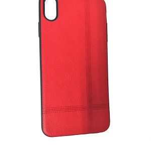 CAPA SILICONE GEL COM PADRÃO COURO APPLE IPHONE XS MAX VERMELHO