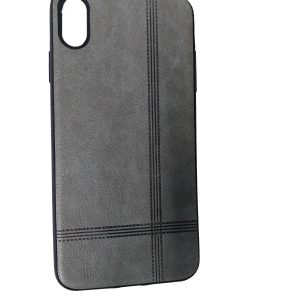 CAPA SILICONE GEL COM PADRÃO COURO APPLE IPHONE XS MAX CINZA