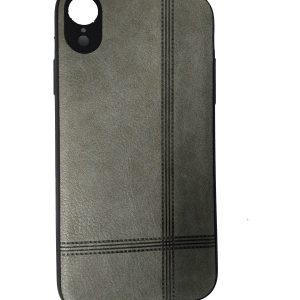 CAPA SILICONE GEL COM PADRÃO COURO APPLE IPHONE XR CINZA