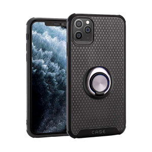 CAPA SILICONE DURA E METAL COM ANEL DE DEDO APPLE IPHONE 11 PRATA