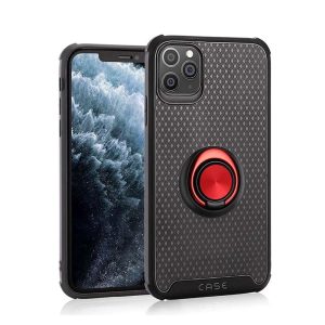 CAPA SILICONE DURA E METAL COM ANEL DE DEDO APPLE IPHONE 11 PRO MAX VERMELHO