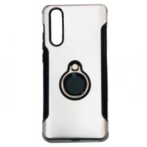 CAPA SILICONE DURA E METAL COM ANEL DE DEDO SAMSUNG GALAXY A60 PRATA