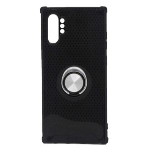 CAPA SILICONE DURA E METAL COM ANEL DE DEDO SAMSUNG GALAXY NOTE 10 PLUS PRATA