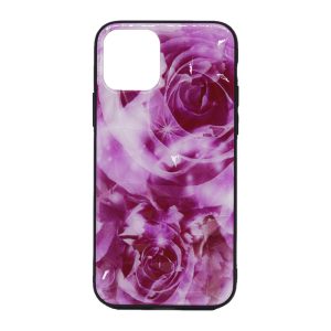 CAPA SILICONE TPU COM PADRÃO CRISTAL APPLE IPHONE 11 ROSAS