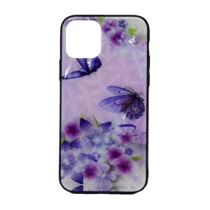 CAPA SILICONE TPU COM PADRÃO CRISTAL APPLE IPHONE 11 ROXO BORBOLETAS