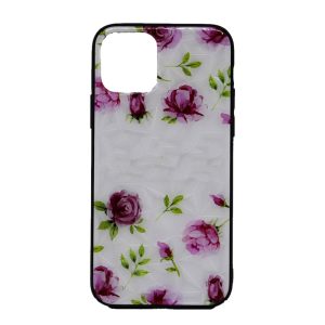 CAPA SILICONE TPU COM PADRÃO CRISTAL APPLE IPHONE 11 PRO MAX BRANCO ROSAS