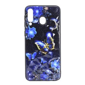 CAPA SILICONE TPU COM PADRÃO CRISTAL SAMSUNG GALAXY A40S AZUL ESCURO BORBOLETAS