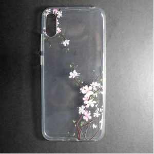 CAPA SILICONE GEL COM DESENHO FLOR HUAWEI Y6PRO / Y6 2019 TRANSPARENTE CHERRY