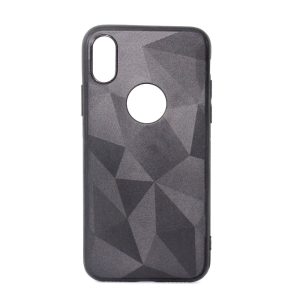 CAPA SILICONE GEL COM PADRÃO DIAMANTE APPLE IPHONE X/XS PRETO