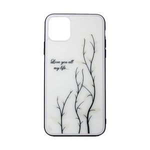 CAPA SILICONE DURA COM DESENHO FLOR VENNUS APPLE IPHONE 11 PRO MAX BRANCO RAMO D